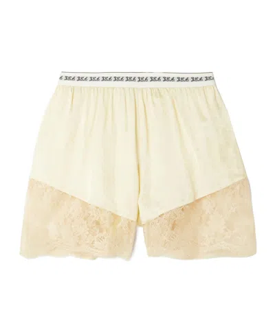 SEA ETHEL LACE-TRIMMED SATIN-JACQUARD SHORTS
