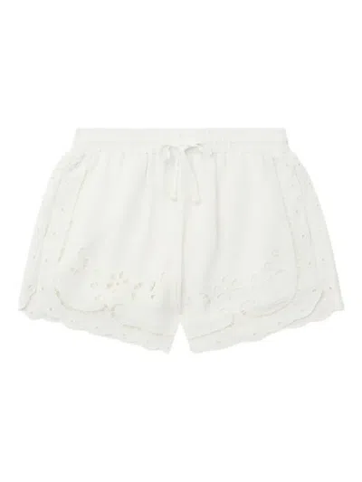 Sea Eyelet-embroidered Mini Shorts In White