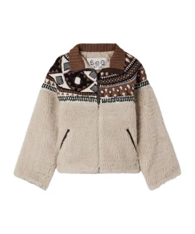 Sea Fair Isle Merino Wool  Jacket In Brown