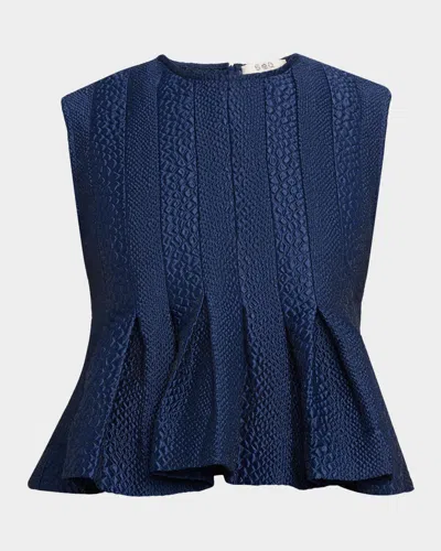 Sea Fayetta Embossed Peplum Tank Top In Blue