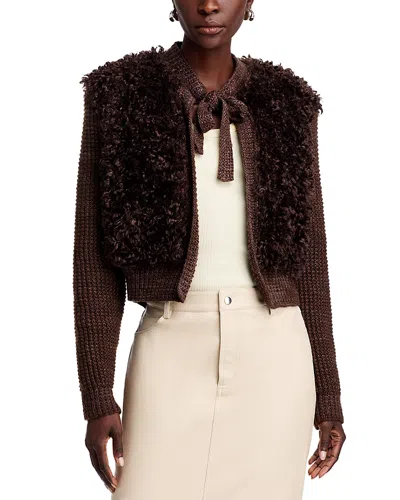 Sea Fenna Faux Fur Jacket In Chocolate