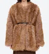 Sea Fifi Faux Fur Jacket In Camel In Multi