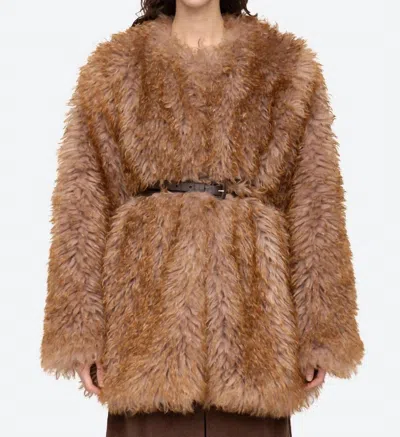 Sea Fifi Faux Fur Jacket In Camel In Multi