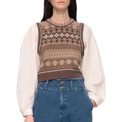 Sea Finja Combo Top In Camel In Multi