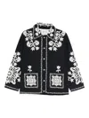 Sea Floral-embroidered Buttoned Jacket In Black