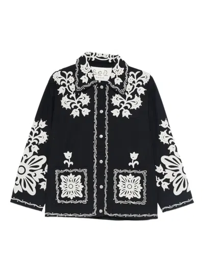 SEA FLORAL-EMBROIDERED BUTTONED JACKET