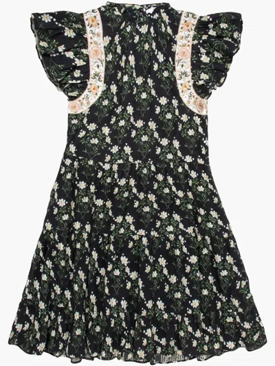 Sea Floral Print Mini Dress In Black