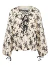 Sea Joan Tie-detailed Floral-print Voile Top In Blue