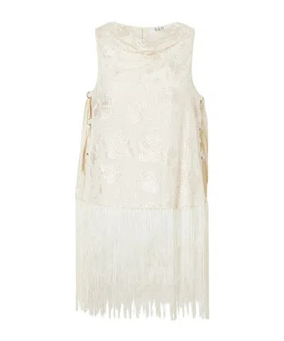Sea Priscilla Floral-embroidered Fringed Crepe Vest In White