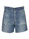 Sea Frayed Pocket Denim Shorts In Blue