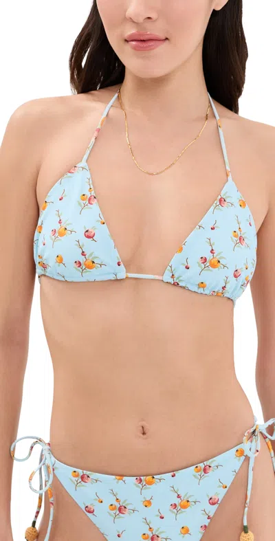 Sea Freya Emb Tie Bikini Top Multi In Blue