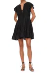 Sea Frida Solid Flutter Sleeve Dress In Black In Black