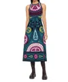 Sea Gael Applique Sleeveless Dress In Teal In Multi