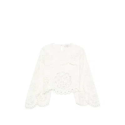 Sea Gardener Broderie-anglaise Cape-sleeve Top In White
