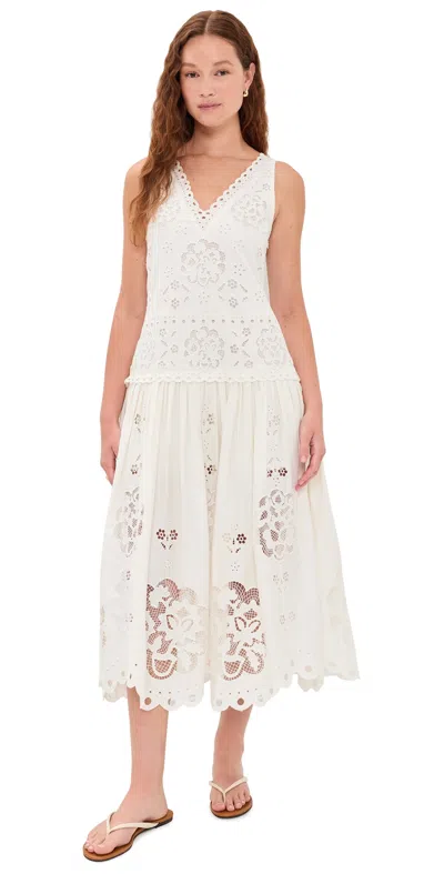 Sea Gardener Embroidered Dress White