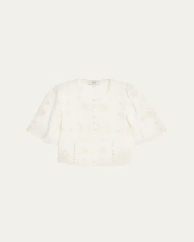 Sea Gardener Embroidered Top In White