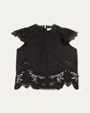 Sea Gianna Lace Flutter-sleeve Top In Black
