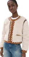 Sea Ginevra Leather And Suede-trimmed Faux Shearling Jacket In Cream