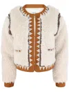 Sea Ginevra Leather And Suede-trimmed Faux Shearling Jacket In White
