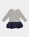 Sea Girl's Athena Striped Long-sleeve Bubble T-shirt Dress In Blue
