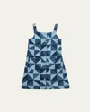 Sea Girl's Deniz Denim Patchwork Apron Dress In Blue