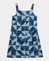 Sea Girl's Deniz Denim Patchwork Apron Dress In Blue