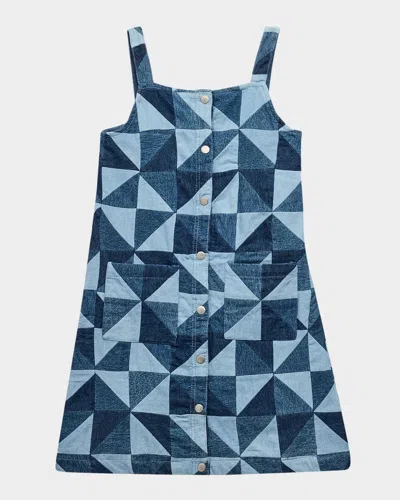 SEA GIRL'S DENIZ DENIM PATCHWORK APRON DRESS
