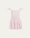 Sea Girl's Eyelet Embroidered Scallop Dress In Pink