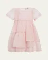 Sea Girl's Florence Short-sleeve Tiered Dress In Pink