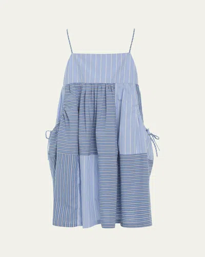 Sea Kids' Girl's Helmi Two-toned Striped Dress In Blue