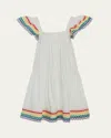 Sea Girl's Ria Flutter Sleeve Rainbow-trim Dress In Multi
