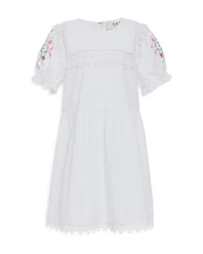 Sea Girls' Beena Cotton Embroidered Puff Sleeve Dress - Little Kid, Big Kid In Cream