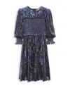 Sea Girls' Marene Smocked Velvet Midi Dress - Little Kid, Big Kid In Blue