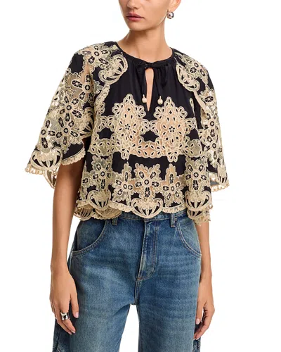 Sea Gracelyn Embroidered Cape Top In Black