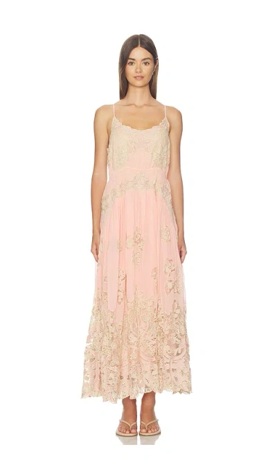 Sea Gracelyn Lace Embroided Maxi Slip Dress In Pink