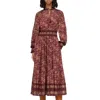 Sea Guilia Long Sleeve Maxi Dress In Maroon In Multi