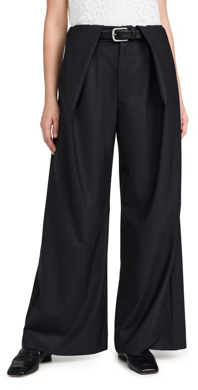 Sea Hallie Wool Suiting Belted Wide Leg Pants Black