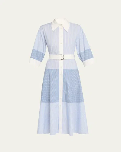 Sea Helmi Stripe Belted Shirtdress In Blue