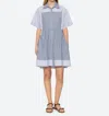Sea Helmi Tunic Striped Pattern Dress In Grey In Gray