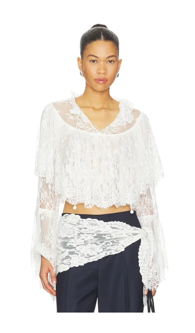 Sea Holden Embroidery Longesleeve Blouse In White