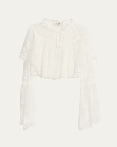 Sea Holden Floral Lace Capelet Blouse In White