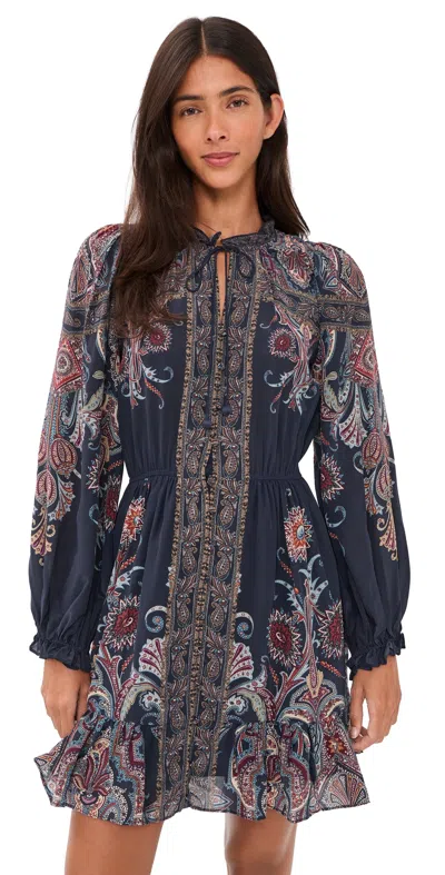 Sea Hyacinth Print Mini Dress Navy In Multi