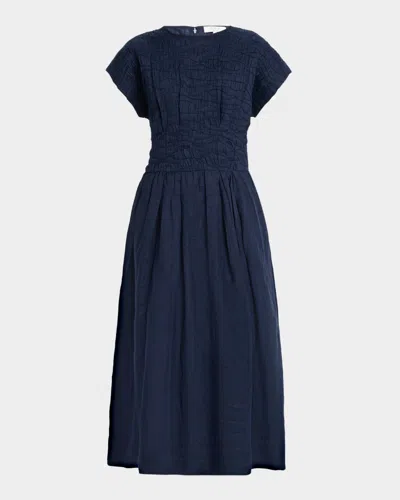 Sea Imogen Ramie Midi Dress In Blue