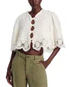 Sea Lace-trimmed Buttoned Blouse In White