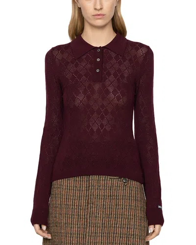Sea Jane Argyle Polo Merino Wool Sweater In Yellow
