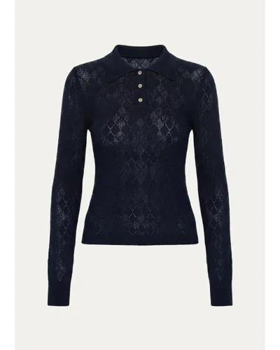 Sea Jane Argyle Polo Sweater In Navy
