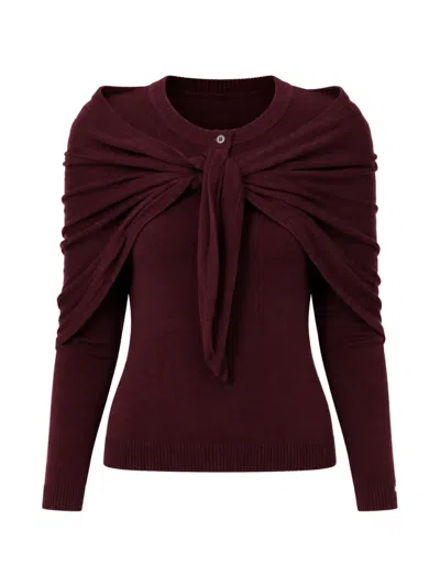 Sea Jane Scarf-detail Sweater In Burgundy