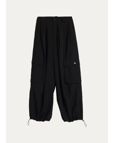 Sea Jemima Wool Balloon-leg Crop Cargo Pants In Black