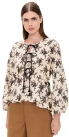 Sea Joan Tie-detailed Floral-print Voile Top In Multi