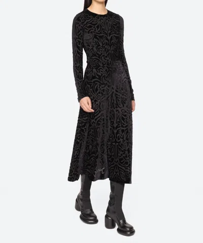 Sea Julie Velvet Midi Skirt In Black